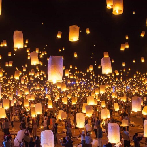 Rise Festival Lanterns in Desert Sky