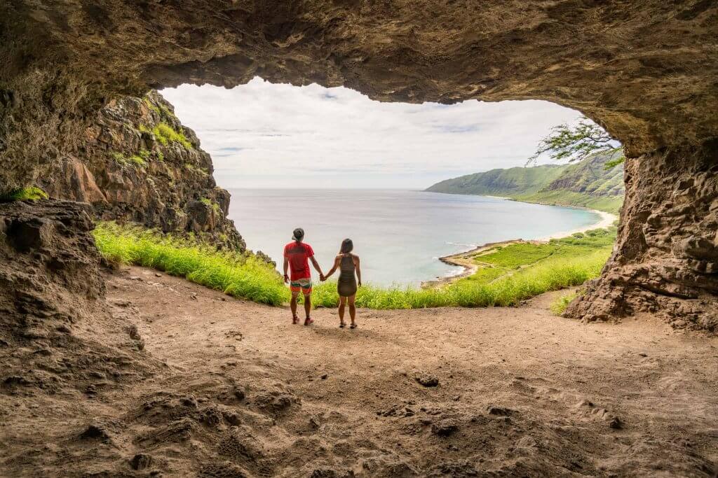 cave overlooking beach oahu hawaii