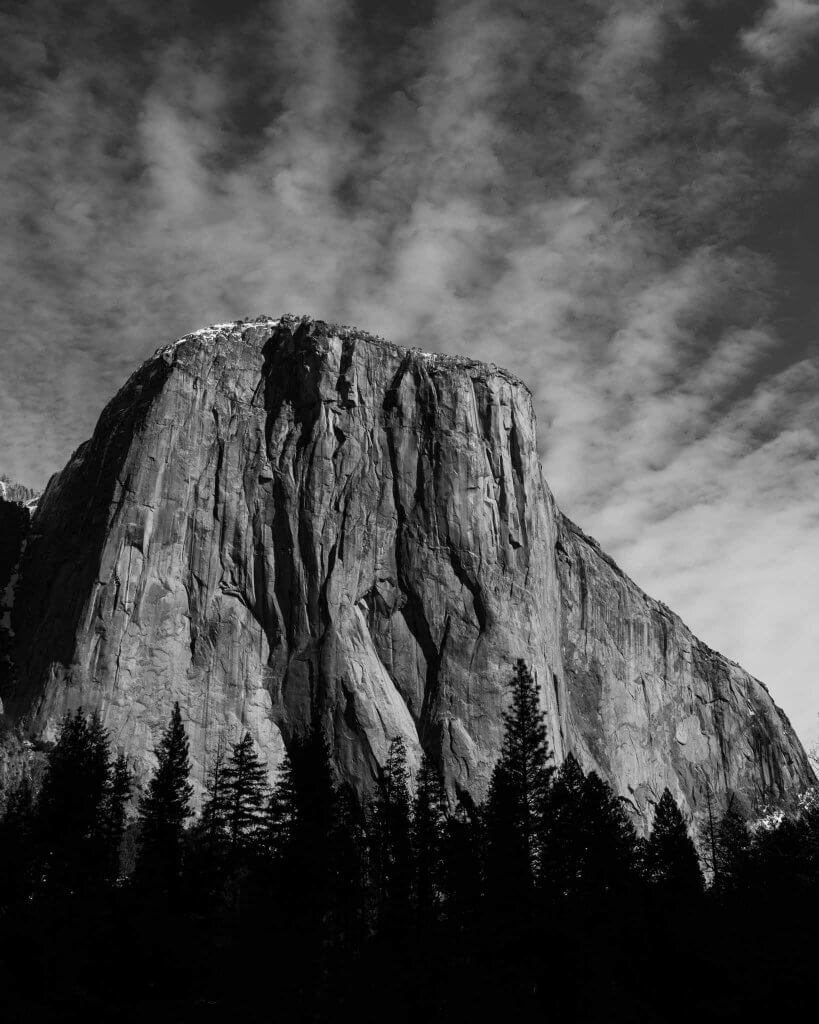 el capitan with clouds in yosemite national park